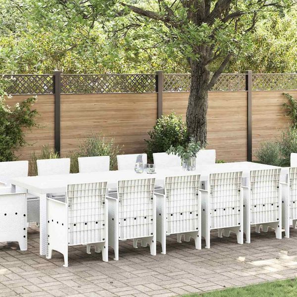 vidaXL Garten Essgruppe 15 pcs Weiß Polt Rattan 3378644