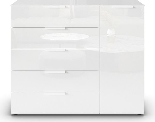 rauch Kommode Flipp, 1-türig, 5 Schubladen, Soft-Close-Funktion, Oberboden und Front Glas