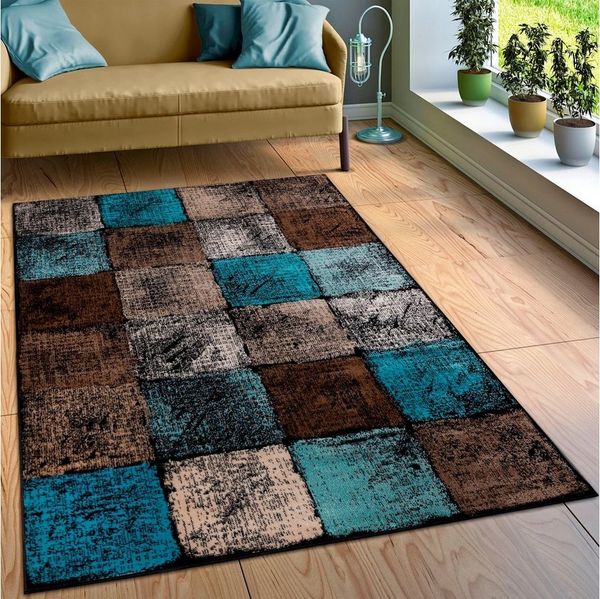 Paco Home Teppich Metro 155, rechteckig, Höhe: 12 mm, Kurzflor, modernes Karo-Muster, ideal im Wohnzimmer & Schlafzimmer