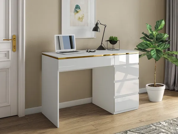 Vente-unique - VUKIA Büromöbel Holz, Platte Weiß - B 55 cm x H 79,1 cm x L 119 cm