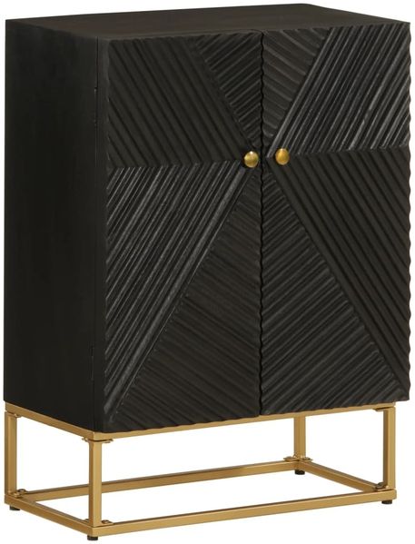 vidaXL Sideboard Schwarz 55x30x76 cm Massivholz Mango und Eisen 372026
