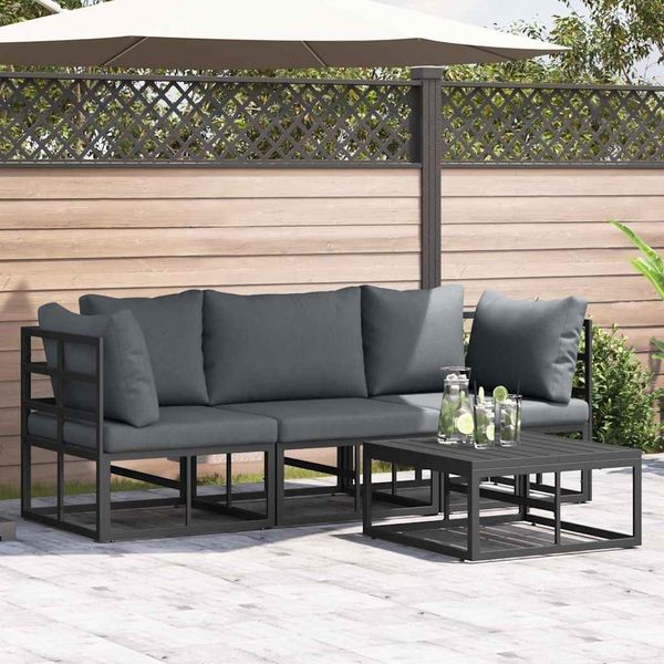 vidaXL Gartensofa-set 4 pcs Schwarz Metall 3378841