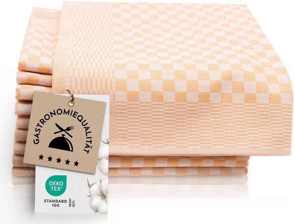 ZOLLNER 10er Set Geschirrtücher Baumwolle in 46x70 cm - super saugstarke und robuste Küchentücher – waschbar bis 60°C – in gelb kariert - Gastronomiequalität - Oeko Tex® Zertifiziert