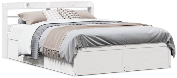 vidaXL Massivholzbett mit Kopfteil Weiß 140x190 cm Kiefer 3307096