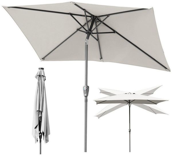 Clanmacy Sonnenschirm Sonnenschirm 140x210cm knickbar Balkonschirm Gartenschirm UV50+ Beige, LxB: 210x140 cm, Stabiler knickbar/für Garten, Balkon, Terasse/Sonnenschutz