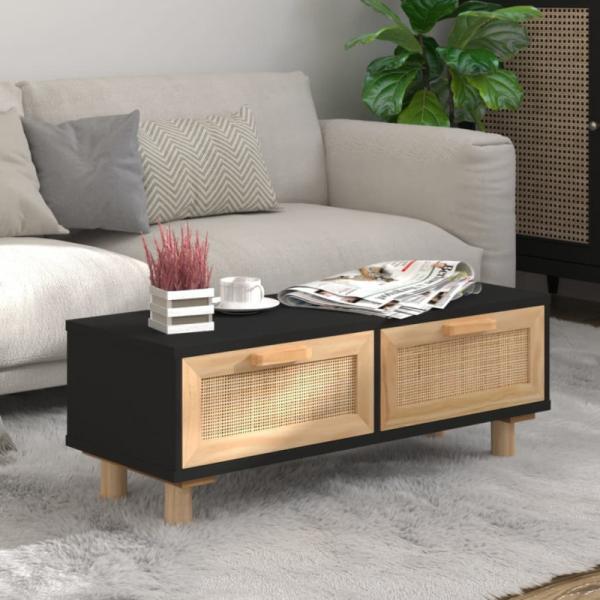 vidaXL Couchtisch Schwarz 80 x 40 x 30 cm Holzwerkstoff Massivholz Kiefer [345622]