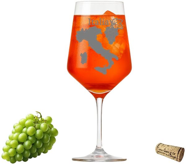eXODA Weinglas Gravur Landkarte Italien - 350ml absolut spülmaschinenfest, 1-tlg, Glas, Atemberaubende Darstellung