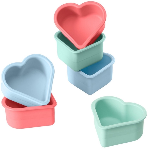 Lurch Backform Muffinliner Herz Silikon 6er Set Pastelfarben Mix, (6-tlg)