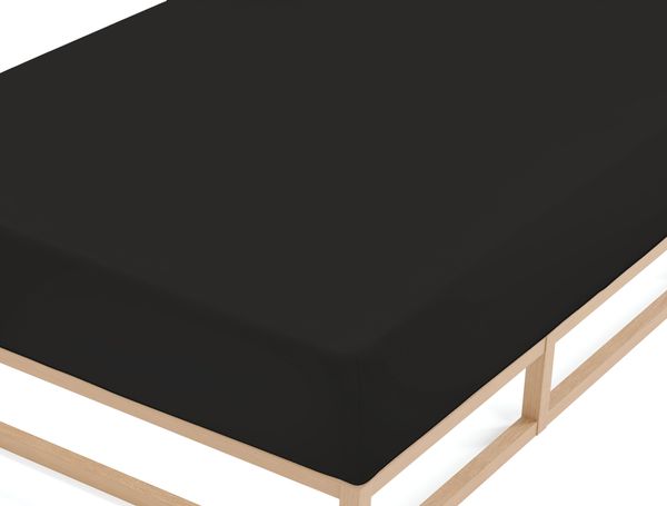 biberna Feinbiber-Spannbetttuch 0002744, schwarz, 1x 180x200 cm - 200x200 cm