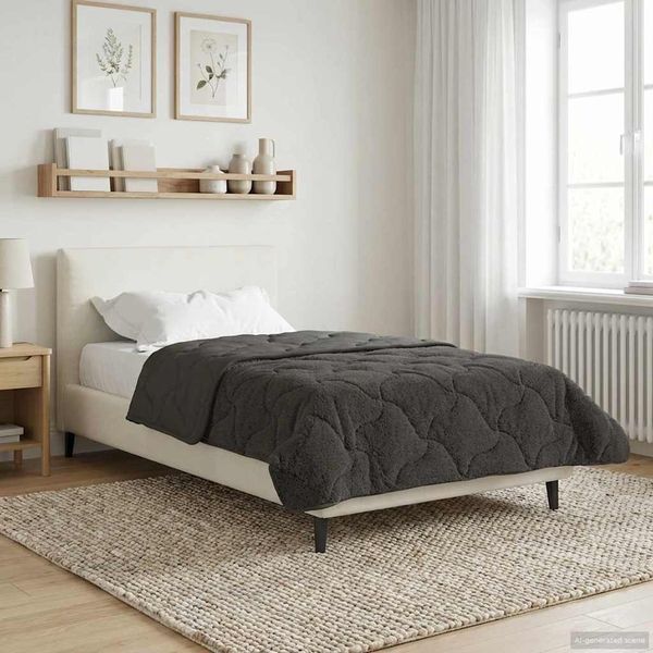 vidaXL Ganzjahresbettdecke Gepolstert Anthrazit 155 x 220 cm 42026236