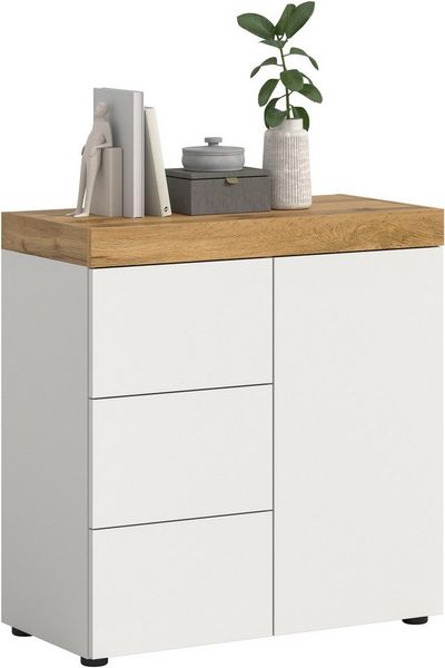 OTTO home Kommode MAMBO, TOPSELLER!, Breite 77cm, 1 Tür, 3 Schubkästen, push-2-open (1 St, 2 farbige Ausführung, in verschiedenen Farben erhältlich), Kommode, Anrichte, Wohnzimmer, Schlafzimmer