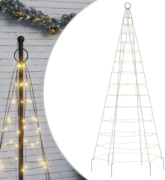 vidaXL LED-Weihnachtsbaum für Fahnenmast 200 LEDs Warmweiß 180 cm