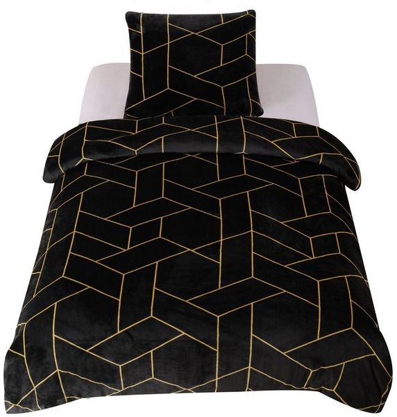 One Home Bettwäsche Winter Cashmere Touch Diego, Fleece, 4 teilig, geometrisch modern, flauschig warmes Teddy Plüsch Übergröße