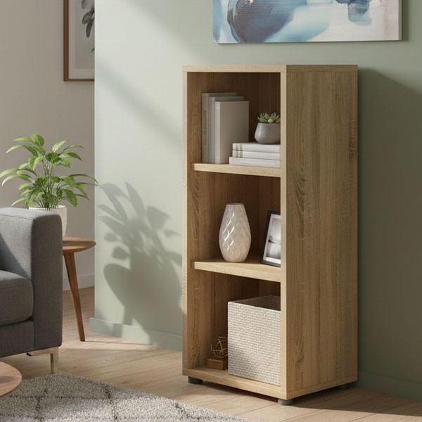 Dmora - Bücherregal Theophane, Büroregal, Mobiler Buchhalter, Bücherbrett, 47x40 h113 cm, Eiche