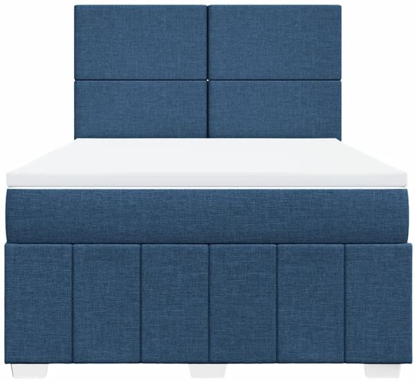vidaXL Boxspringbett mit Matratze Blau 140x200 cm Stoff 3293990 Bild 6