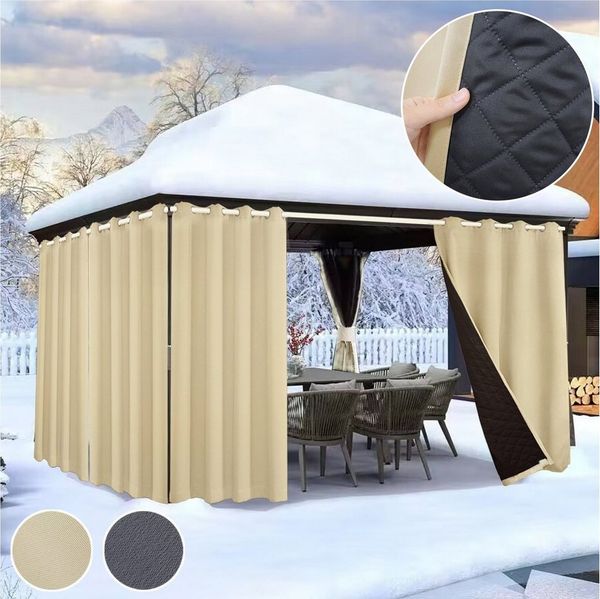Sunicol Outdoorvorhang Outdoor Thermovorhang, Wasserdicht, Winter Wärm, Kälteschutz, Ösen (1 St), 100% Blickdicht Terrassenvorhang, für Garten Hof Balkon, UV Schutz