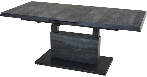 Talina Lift-Ausziehtisch 140/180cm x 90cm, wood-grey Gestell aus Aluminium in matt anthrazit, Tischplatte aus Keramik in wood grey