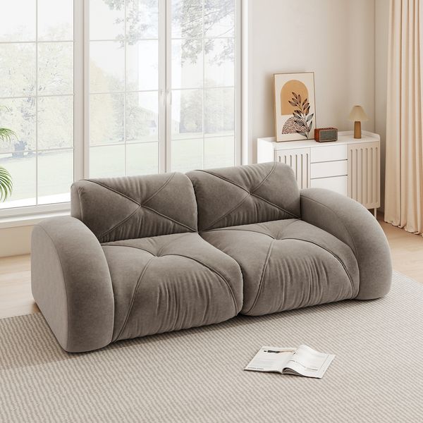 2-Sitzer Sofa 204×95×76 cm aus Chenille rahmenlos modular, braun
