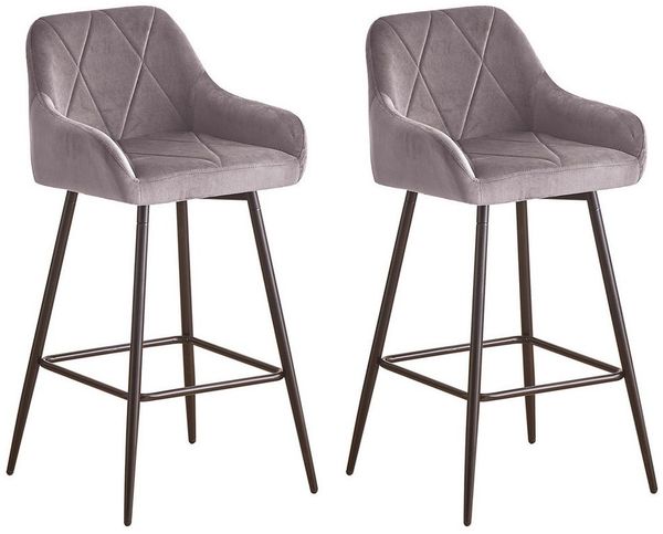 JYMTOM Barhocker Barstuhl mit Armlehne Gepolsterter Tresenhocker Bistrohocker (2 St), Outdoor Diamant Design Hocker, Grau