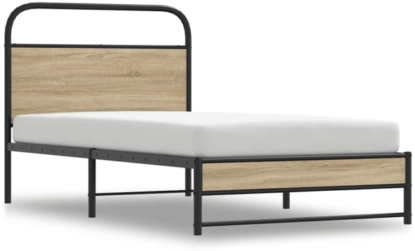 vidaXL Bettgestell ohne Matratze 100x200 cm Räuchereiche Holzwerkstoff 4100369