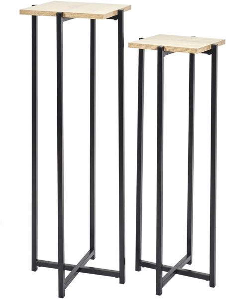 HOME DECO FACTORY Loka X2 Sitz, Eingangsbereich, Wohnzimmer, Braun/Schwarz, 30 x 82 x 30