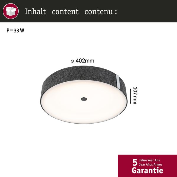 Paulmann 79986 LED Deckenleuchte Malika 3-Step-Dim 2700K 2300lm Filz anthrazit Bild 5