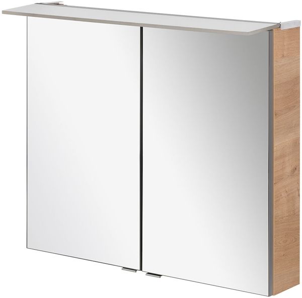Fackelmann B.PERFEKT LED Spiegelschrank 80 cm breit, Braun hell