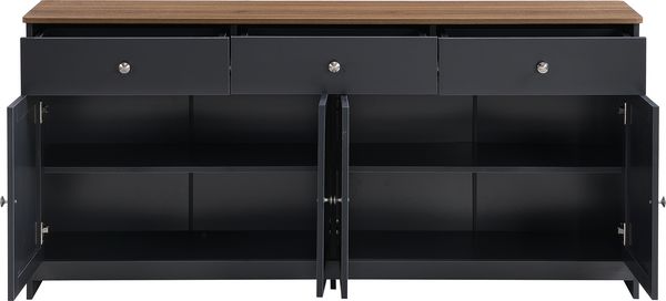 Sideboard 160×37×75 cm mit 3 Schubladen, 4 Türen, verstellbaren Regalböden, Holzoptik, Buffetschrank Bild 8