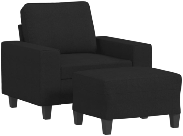 vidaXL Sessel mit Hocker Schwarz 60 cm Stoff 3201147