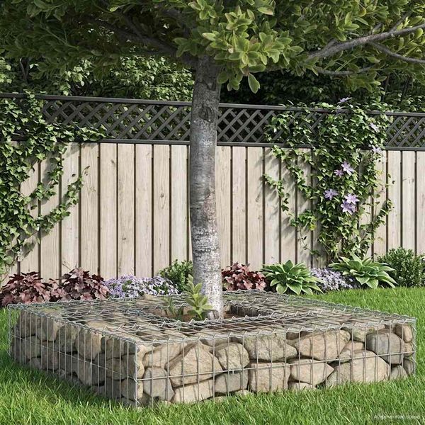 vidaXL Gabionen Hochbeet Silber 100 x 100 x 20 cm Verzinkter Stahl 42033316