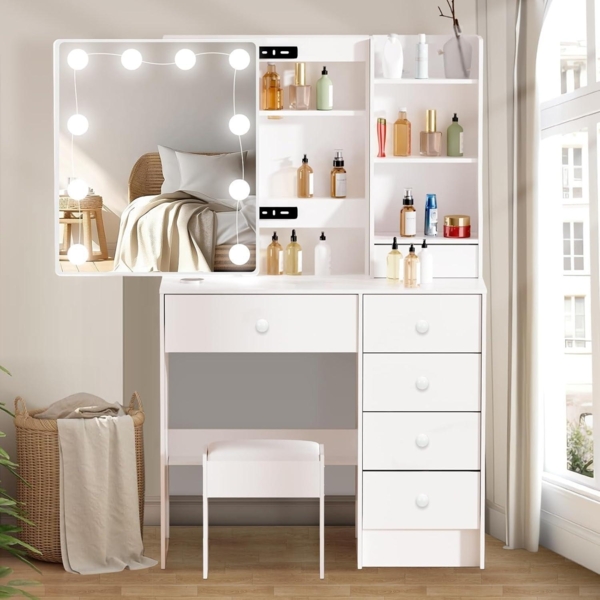 Schminktisch LED Beleuchtung Frisiertisch Spiegel Make-up Kosmetiktisch 3 Farben