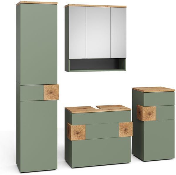 Badmöbel-Set Eden Grün 4 Teile Vicco