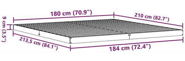 vidaXL Bodenbettrahmen Weiß 213,5 x 184 x 9 cm Massives Kiefernholz 869743 Bild 9