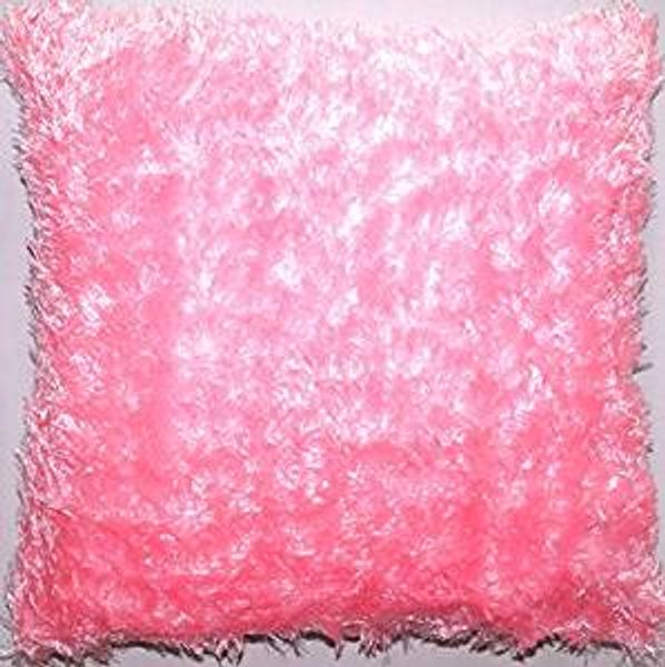 Rosa Flauschiges Kissenbezug | Zierkissenbezug | Sofakissenbezug | Dekokissen | Flauschiges Zierkissen aus Indien - 40 cm x 40 cm