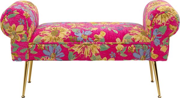 Kare Design Bank Wing Flower Fever, Pink, Sitzhöhe 39 cm, Blumen Motiv, Sitzbank, Polsterbank