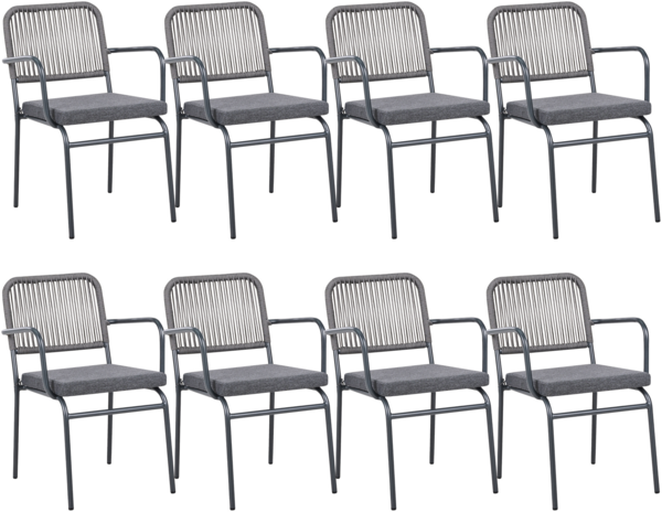 Set mit 8 Stühlen und Sitzkissen TACENO Metall Grau