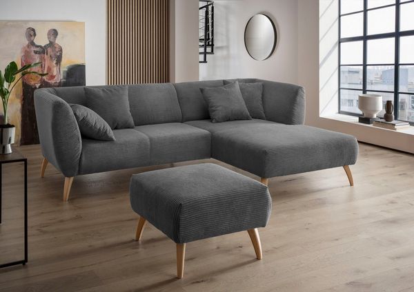 INOSIGN Ecksofa Colori L-Form, Holzfußfarbe wählbar, inkl. 4x Zierkissen