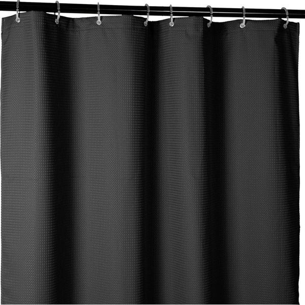 ANRO Duschvorhang WAFFEL Anti-Schimmel Waffel Hochwertig Badezimmervorhang Wasserperlend Breite 120 cm (Packung, 1-tlg, Duschvorhang inkl. Aufhängeringe), robuster Vorhang Stangenaufhängung 120x200 cm Spa Design Anthrazit