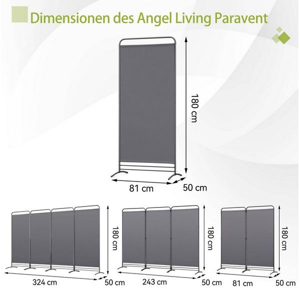 Angel Living Paravent Klappbarer Freistehender Sichtschutz aus Polyester, 81x180 cm (1 St), Stabiles Stahlrohr, B-förmige Verbindungsschnallen