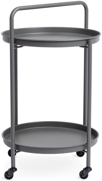 Gartenservierwagen Nistas aus Metall, modern, anthrazit, mit Rollen und abnehmbarem Tablett Bild 2