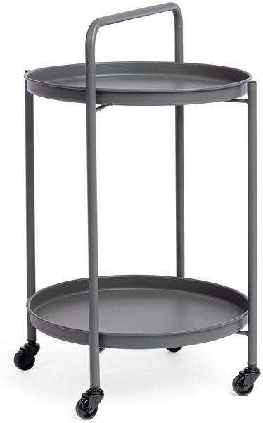 Gartenservierwagen Nistas aus Metall, modern, anthrazit, mit Rollen und abnehmbarem Tablett