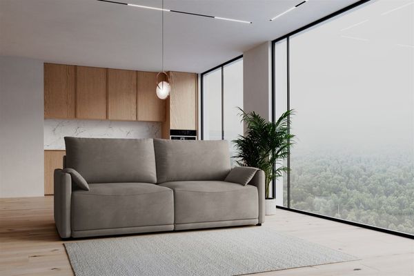 Sofa 3-Sitzer mit Schlaffunktion MIRENA in Stoff Cremona Graubraun