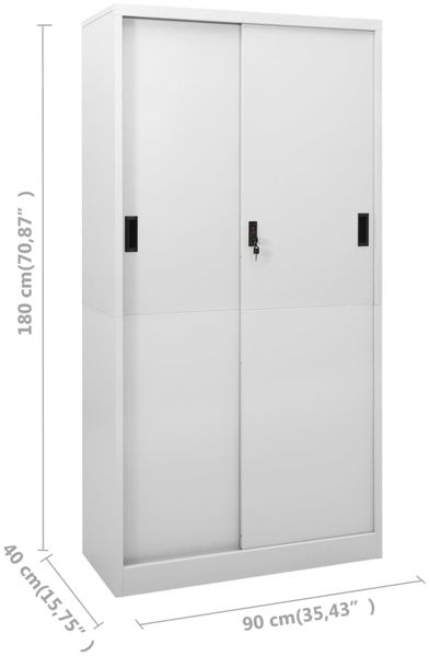 vidaXL Büroschrank mit Schiebetür Hellgrau 90 x 40 x 180 cm Stahl [335959] Bild 9