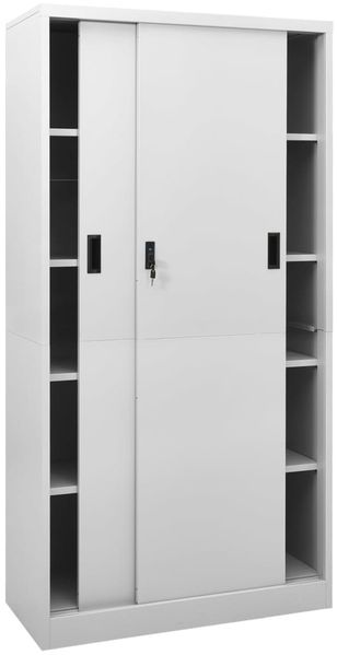 vidaXL Büroschrank mit Schiebetür Hellgrau 90 x 40 x 180 cm Stahl [335959] Bild 3