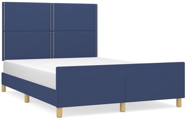 Bettgestell mit Kopfteil Blau 140x200 cm Stoff [3124982] Bild 2