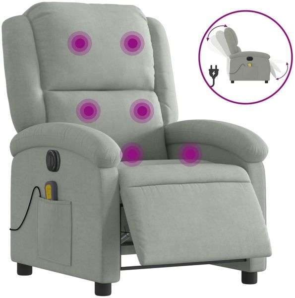 vidaXL Massagesessel Elektrisch Hellgrau Samt 3204289 Bild 2