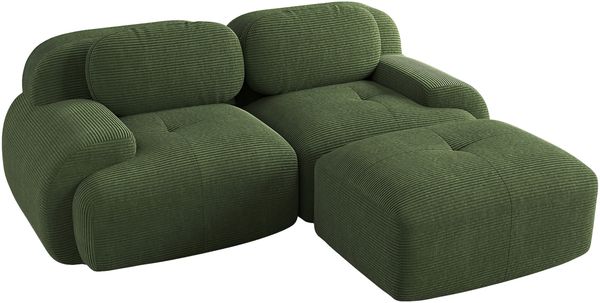 Modulares Ecksofa H 75 x T 208 x B 178 cm aus Cord in Grün, rahmenlos, montagefrei Bild 6
