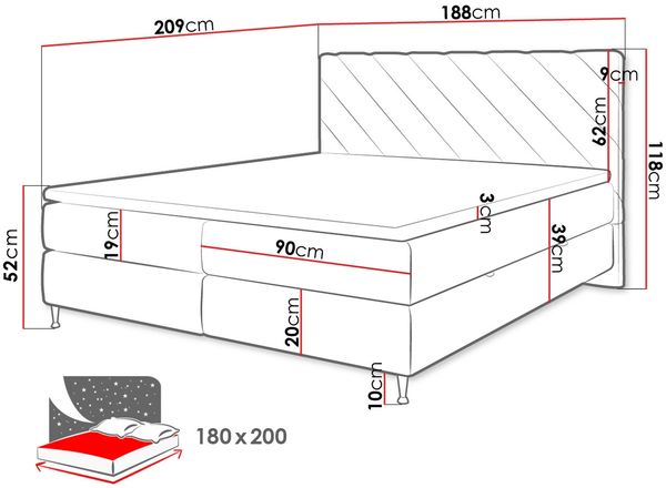 Boxspringbett 'Enzo' Beige 180x200 cm Bild 5