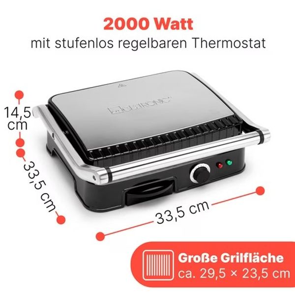 Clatronic 2000 Watt elektrischer Kontaktgrill KG 3487, 14,5 x 33,5 x 33,5 cm Bild 8