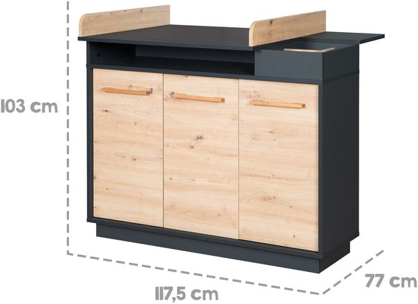 roba Wickelkommode 'Lenn' - inkl. abnehmbarem Wickelansatz - Anthrazit / Artisan Eiche Bild 9